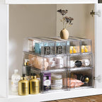 Sorbus Large Clear Stackable Storage Drawers – 4-Pack Plastic Organizer Bins with Handles – Stackable Pull-Out Storage Drawers for Closet, Pantry, Office, Bathroom, Craft, and Toy Organization