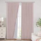 Vision Home Soft Pink Pinch Pleated Full Blackout Curtains Linen Blended Room Darkening Window Curtains 72 inch for Living Room Bedroom Thermal Insulated Pinch Pleat Drapes with Hooks 60" Wx72 Lx1