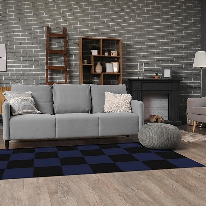 30Pcs Carpet Tiles Peel and Stick, Self Adhesive Carpet Floor Tile 12” x 12”, Black Soft Padded Flooring Sticker, Home Decor for Bedroom Living Room Office, 30 sq ft per Box