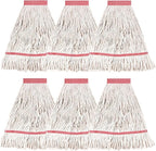 MATTHEW CLEANING Heavy Duty Mop Head Commercial Replacement for General and Floor Cleaning, Wet Industrial Blue Cotton Looped End String Head Refill (Pack of 6) White