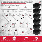 Ultimate 121-Piece Pegboard Hooks Set, Pegboard Accessories with Metal Hooks, Durable Peg Board Organizer Accessories, Pegboard Bins, Peg Board Tool Utility Hooks
