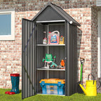 AECOJOY Outdoor Storage Cabinet Waterproof with Adjustable Shelves, Vertical Tall Storage Shed with Lockable Door, All Weather Mental Sheds & Outdoor Storage Clearance for Outside in Dark Grey