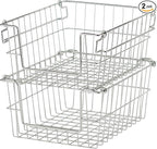 TRINITY 2-Pack Stackable Metal Wire Storage Baskets With Handles, EcoStorage Chrome, 11 Inches
