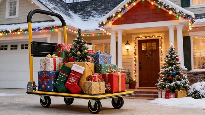 Foldable Push Cart Dolly - 330lb Capacity Moving Cart, Heavy Duty Platform Truck with 360 Degree Swivel Wheels & Easy Storage