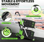 Collapsible Shopping Cart, 8-in-1 200LBS Multi Functional Utility Cart with 2 Storage Crate,Adjustable Handle Grocery Cart on Wheels for Shopping/Warehouse/Office/Supermarket -Green