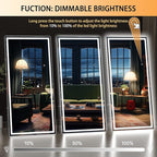 Hasipu Full Length Mirror with Lights, 71" x 27.6" LED Lighted Floor Standing Mirror, Full Body Dressing Hanging Mounted, Dimmable, Tempered Glass, Safe to Use, Square Black
