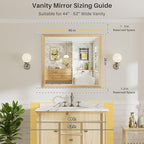 40x36 Inch Bathroom Mirror for Wall, Anti-Rust Oak Wood Grain Metal Framed Bathroom Mirrors for Over Sink,Rectangler Mirrors for Bathroom Vanity, Farmhouse, Bedroom, Living Room, Entryway Decor