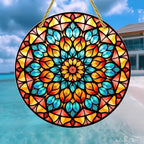Acrylic Stained Panel Hanging-Radiant Floral Display Round Window Hanging Ornament,Wall Art Panel for Indoor/Outdoor Decor,Gift,Birthday for Women, Men, Wife, Aunt, and Mom 7.8in