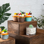 Vintage Brown Square Wooden Cake Stands For Display,Set Of 4 Wood Cupcake Stands Risers, 12 Inches Rustic Wood Crates For Wedding Cake Display, (Vintage Brown)
