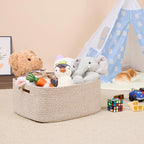 Large Storage Baskets for Shelves, Closet Organizers Bins for Clothes Blanket Towels, Baby Nursery, Toy Baskets Box, Woven Rope Baskets, 17 x 13 x 7.5”, 2 Packs Mixed Brown