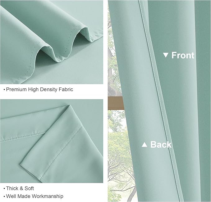 PONY DANCE Aqua Blue Window Curtains 45 inch Length, Thermal Insulated Blackout Kitchen Curtains for Small Window, Short Black Out Drapes for Cafe Bedroom(2 Panels Set, Aqua, 42 inches Wide)