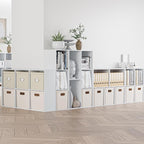 Wooden Cube Storage Organizer with Closed Back Panel, 11in Cube Shelf Opening, Bookshelf, Display Shelf,Closet Cabinet for Home and Office (Embossed White, 5-Cube 35.98L*9.45W*24.09H)