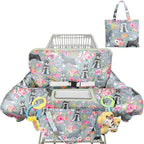 Grey Shopping Cart Cover for Baby 2-in-1 High Chair Cover with Safety Harness Multifunctional Dog Pattern Cart Covers for Babies Soft Padded Grocery Cart Cover for Baby Boy Girl