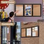 Mifuro 70"x34" Enclosed Bulletin Board, Outdoor Lockable Weather-Resistant Aluminum Cork Noticeboard for School & Office, Black Frame w/Cork