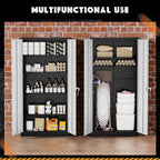 Greenvelly Metal Storage Cabinet, 72" Metal Garage Storage Cabinet with 2 Doors and 4 Adjustable Shelves,Steel Cabinets with Locking Doors for Home Office,Garage,School,Gym(Black Grey)