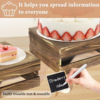 4 Pcs Buffet Risers with Mini Signs, Rustic Wood Cake Stands, Food Risers for Buffet Table, Dessert Display Stand, Wood Crates, Rustic Cake Stand for Party, Wedding, Birthday, Baby Shower, 4 Sizes