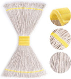 Matthew Cleaning 3Pcs 5'' Headband White&Orange&Green 24Oz Commercial String Mop Heads, Loop-End Mop Head Replacement, Heavy Duty Industrial Washable&Reusable Mop Refills for Residential& Warehouse