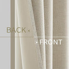MIULEE 100% Blackout Linen Textured Curtains for Bedroom Solid Thermal Insulated Cream Grommet Room Darkening Curtains & Drapes Luxury Decor for Living Room Nursery 52 x 45 Inch (2 Panels)