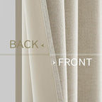 MIULEE 100% Blackout Linen Textured Curtains for Bedroom Solid Thermal Insulated Cream Grommet Room Darkening Curtains & Drapes Luxury Decor for Living Room Nursery 52 x 96 Inch (2 Panels)