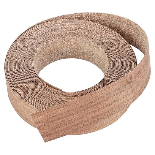 1-1/2 Inch x 50ft Roll of Walnut Wood Veneer Edge Banding, Veneer Edge Banding, Pre-glued Flexible Veneer Edging, Real Wood Tape Banding for Cabinet Repair Furniture Restoration