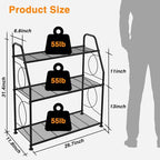Plant Stand, 3 Tier Plant Shelf for Indoor Outdoor, Heavy Duty Metal Outdoor Plant Stand Holder Rack for Living Room Balcony and Garden, Black