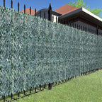 TANG 39"x156" Faux Ivy Privacy Fence Screen Roll- 2Pcs Artificial Leaf Fences Greenery with Lattice Panel,Outdoor Green Wall Chain Link Fence Covering for Balcony Backyard Patio, Dark Green Ivy