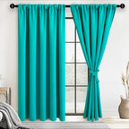 JIUZHEN Blackout Curtains for Bedroom - 60 Inch Extra Wide Thermal Insulated Room Darkening Privacy Soundproof Curtains for Living Room/Dorm Room, Set of 2 Panels, 60 x 72 inches,Peacock Blue