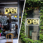 Open Signs for Business,Neon Open Sign Led,16.5"x 9",with Open/Closed Bussiness Hour Sign Set,Light for Bar Coffee Salon Store Window,12V/2A Adapter with ON/OFF Switch (Yellow/White Horizontal)