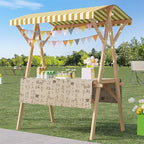Outdoor Vendor Cart, Portable Cart with Canopy, Movable Stall Display Stand, Foldable Vending Stand Kiosk Display Trolley with Canopy, for Market, Street Food, Events(Yellow 5,150cm/59in)