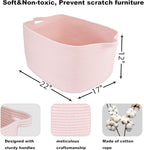 Large Rectangle Blankets Baskets 22"x17"x12" Toy Basket for Kids Woven Cotton Rope Storage Basket for Nursery - Wicker Laundry Baskets for Clothes Towels - Ideal for Living Room Storage pink
