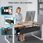 Desk Cable Management Tray, Fabric Cable Organizer, No Drill Large Clamp/Screw Mount Wire Organizer-Support Up to 30lbs, Standing Desk Cable Management for Office Home (Black,48 Inch)