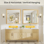 40x38 Inch Bathroom Mirror for Wall, Anti-Rust Oak Wood Grain Metal Framed Bathroom Mirrors for Over Sink,Rectangler Mirrors for Bathroom Vanity, Farmhouse, Bedroom, Living Room, Entryway Decor