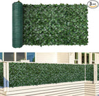 TANG 58"x156" Faux Ivy Privacy Fence Screen Roll- 3Pcs Artificial Leaf Fences Greenery with 130 GSM Mesh Panel,Outdoor Green Wall Chain Link Fence Covering for Balcony Backyard Patio, Ivy