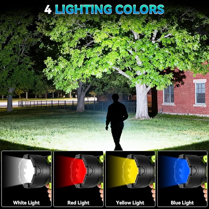 Rechargeable Spotlight，99,000 Lumens Super Bright LED SpotLights Flashlight, 10000ɱAh Spot Lights Long Runtime Waterproof ，Spot Light Outdoor Handheld with Cob Light & Foldable Tripod for Camping