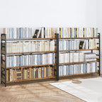 HCHQHS 4 Tier Bookshelf, Adjustable Industrial Bookcase, Vertical Tall Book Shelf, Wood and Black Metal Open Bookshelves for Home Office, Living Room, Bedroom