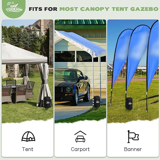 Canopy Water Weight Bag,220 LBS Canopy Tent Weight,Gazebo Weights Heavy Duty Leg Weights for Pop Up Canopies Outdoor Shelter Umbrella Pool Ladder,Set of 4, Black