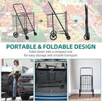 YITAHOME Jumbo Folding Shopping Cart with Wheels, Double Basket Grocery Cart, Collapsible Utility Cart for Laundry, Storage & Organizing (Portable & Space-Saving)