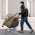 YITAHOME Heavy-Duty Jumbo Folding Shopping Cart with Wheels, Super Large Double Basket Grocery Cart, Collapsible Utility Cart for Shopping, Groceries, Laundry & Storage (Portable & Sturdy)