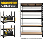PrimeZone 47" W x 23.6" D x 71" H Large Heavy Duty Storage Shelves - 2 Pack 5 Tier Adjustable Garage Storage Shelving, Metal Storage Utility Rack Shelf Unit for Warehouse Pantry Closet Kitchen, Black