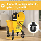 HOMCOM Mop Bucket with Wringer on Wheels for Floor Cleaning, 27.5 Quart Down Press Wringer with Handle and Mop, Yellow