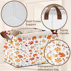 Colored Maple Berries Storage Basket Large 17x11.5x10.5 Inches - Collapsible Fabric Organizer Bin with Handles for Nursery,Laundry,Closet - Foldable Decorative Hamper with Floral Pattern - Single Pack
