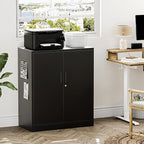 Metal Garage Storage Cabinets，Metal File Cabinet with 2 Adjustable Shelves, Lockable Storage Cabinets for Office, Home, Garage, Warehouse 36" H x 31.5" W x 15.7" D (Black)