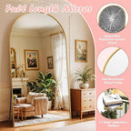 Full Length Mirror, 81" x 41" Arched Full Body Mirror Large Standing Floor Mirrors, Mirrors for Bedroom, Bathroom, Living Room Standing or Wall Leaning, Gold