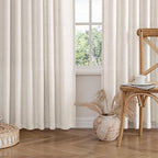 MIULEE Non-See-Through Privacy Linen Curtains 2 Panels, Light Filtering Window Curtains Farnhouse Textured Back Tab Semi Sheer Drapes for Bedroom Living Room, 52 x 72 Inches Long, White