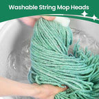 Matthew Cleaning Screw-on Heavy Duty Cotton Wet Mop Replacement Heads(Green, Medium,3Pack) with 2 Pack Microfiber Cloth for Residential & Commercial Floor Cleaning Use- Fit Standard American Screw