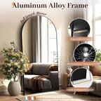 EOGOW 65" x 22" Arched Full Body Mirror,Standing or Leaning Tempered Glass Shatterproof Full Length Mirror with Stand for Bedroom Living Room Entryway,Black