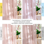 NICETOWN Thick Linen Blend Light Pink Sheer Curtains for Girls Room, Pleat Tape Semi Sheer Privacy Added with Light Filtering Window Treatments for Bedroom/Living Room, W52 x L84, 2 Panels