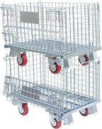 Collapsible Wire Storage Basket with Wheels, 32"x20"x24", Heavy-Duty Foldable Metal Bin for Home, Garage & Laundry Room, 1500 lbs Capacity
