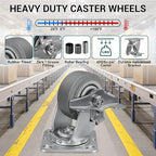 4'' × 2'' Caster Wheels, Heavy Duty Industrial Casters Set of 4 Rubber Wheels, Load 2400lbs Capacity, Swivel Caster for Cart Dolly Toolbox (2 Brake & 2 Rigid)