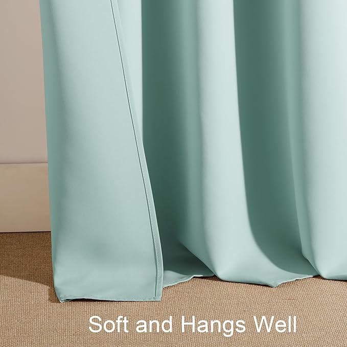 Pony DACNE Aqua Blue Blackout Curtains for Bedroom 72 inch Long, Lights Blocking Rod Pocket Design Thermal Insulated Privacy Curtains Draperies for Guest Room Playroom, W 42 x L 72 inch, 2 Panels